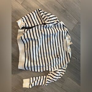 H&M Black and White Striped Crew Neck Sweater